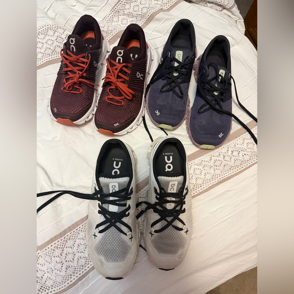 ON Running Shoes Trio - Red, Blue, White